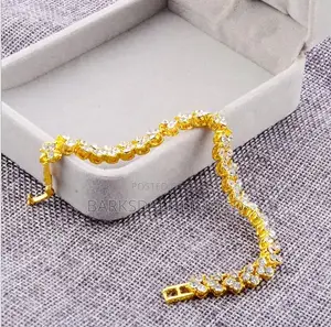 Fashion Roman Woman Sterling Gold Crystal Diamond Bracelet