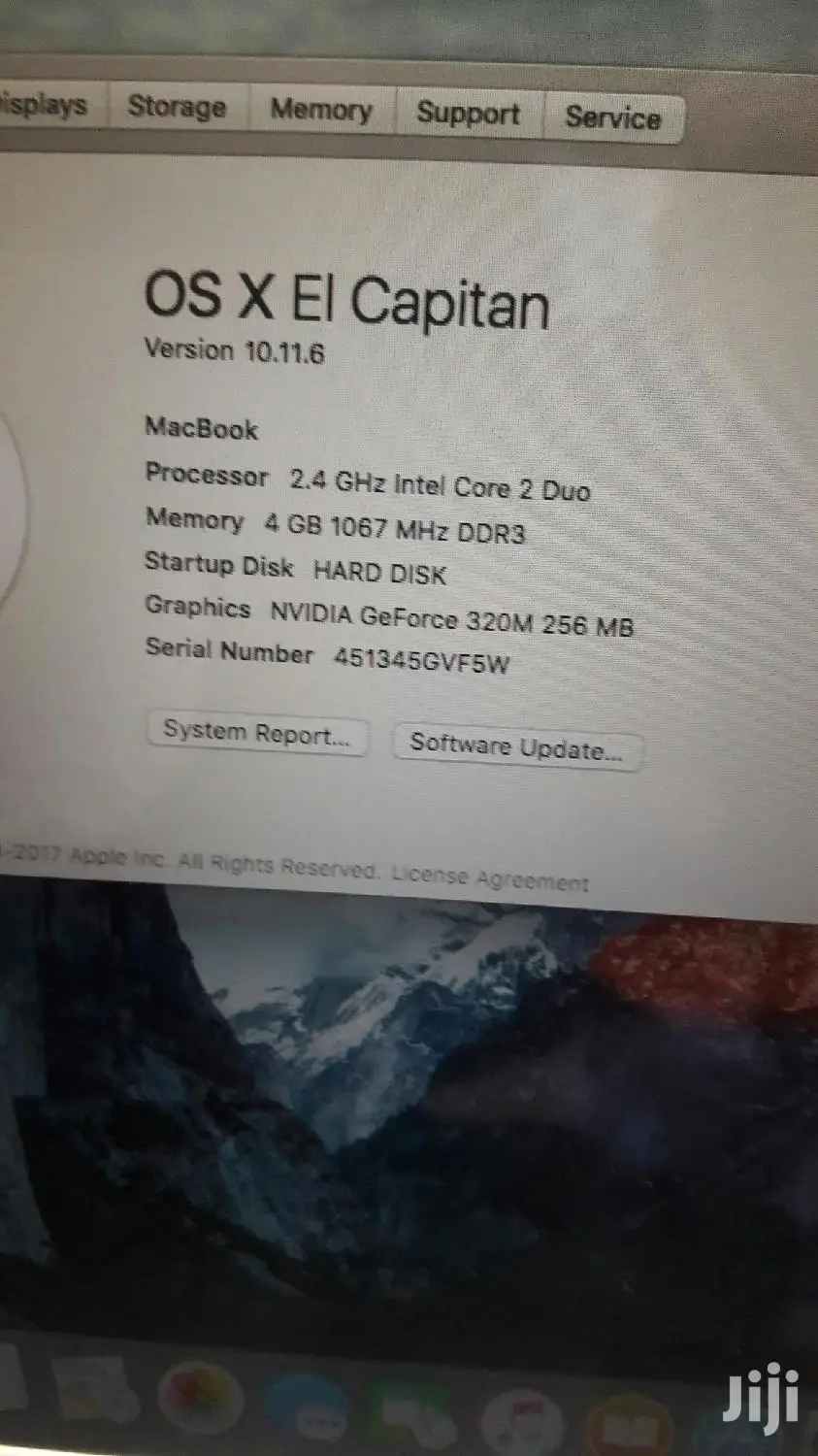 Laptop Apple MacBook 4GB Intel Core 2 Duo HDD 500GB