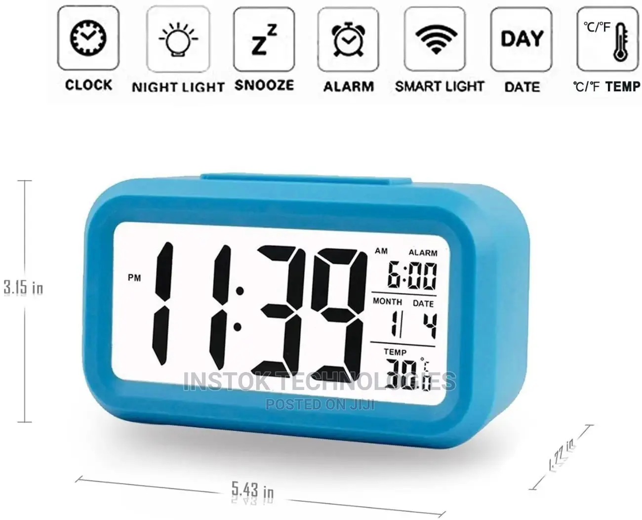 LED Digital Backlit Alarm Clock Withthermometre and Calender