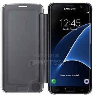 Clear View Flip Cover for Samsung Galaxy S7 Edge - Black