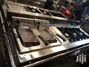 Stainless Steel Multi-Purpose Cooker-Fryer, Burners, Grill