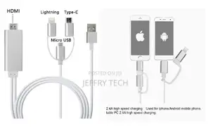 3 in 1 HDMI Adapter Cable, Lighting/Type-C/Micro USB to HDMI