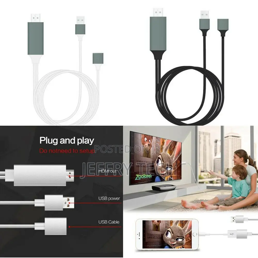 Plug & Play 1080p Universal HDMI TV AV Adapter Cable For Sma
