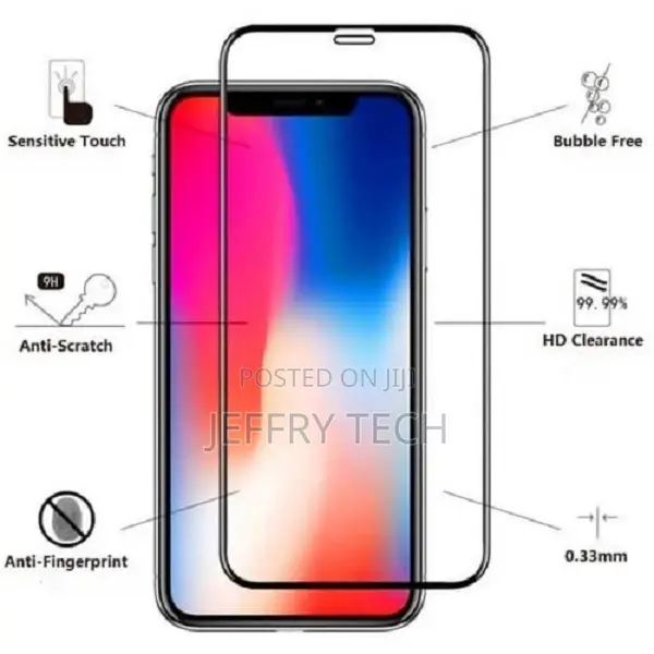 Protective Tempered Glass Screen Protector for iPhone X - Bl