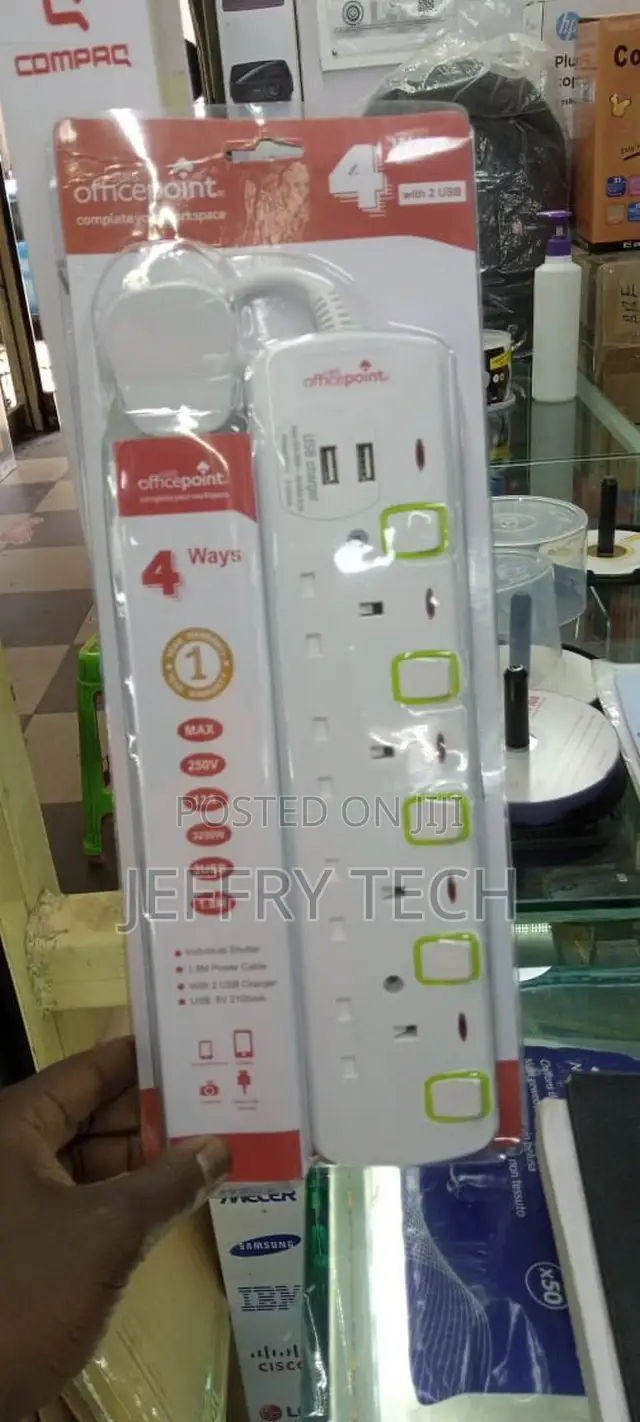 Office Point 4 Way Power Extension With USB