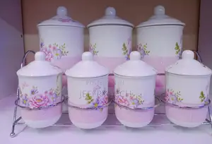 7 Pcs Canister Set With Stand Material Porcelain