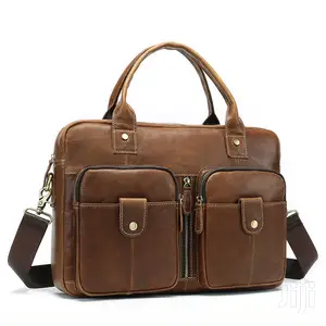 Genuine Leather Laptop Bag #8539 Yellow Brown