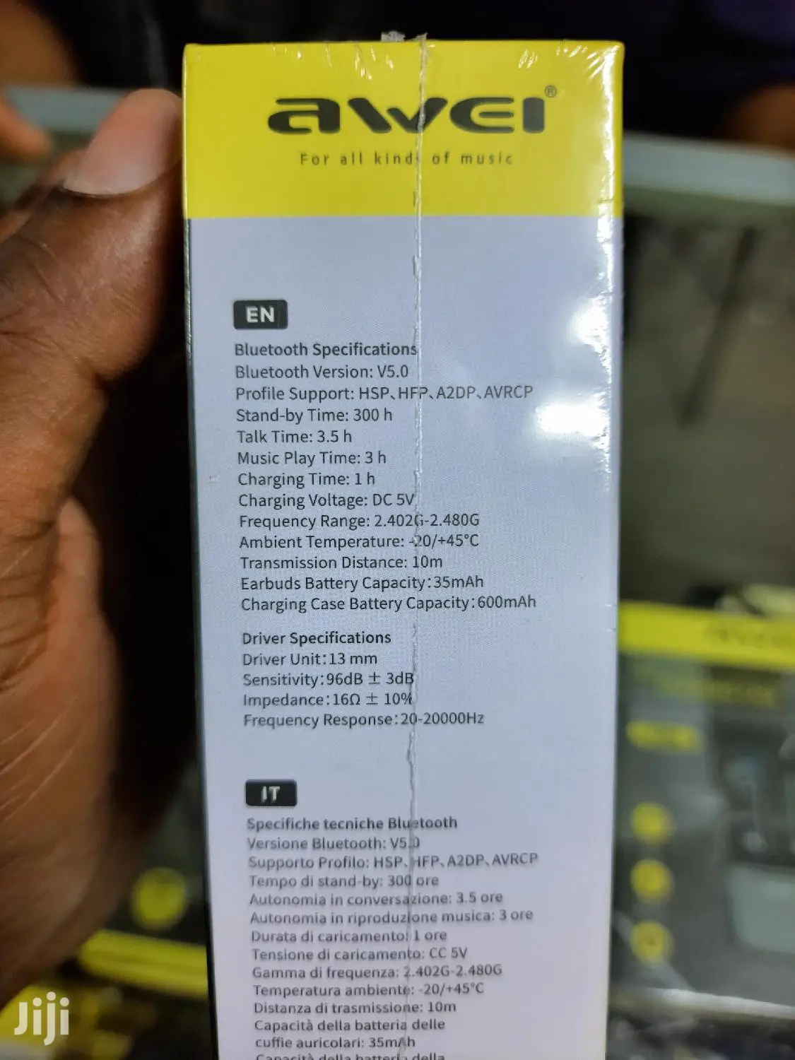 Awei Earbuds With Charging Case Touch Surface.