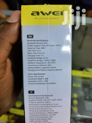 Awei Earbuds With Charging Case Touch Surface.