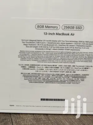 New Laptop Apple MacBook Air 2020 M1 8GB Intel SSD 256GB