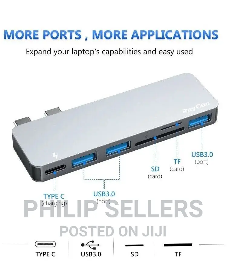 Aluminum Type C Hub Adapter, Macbook Pro Accessories
