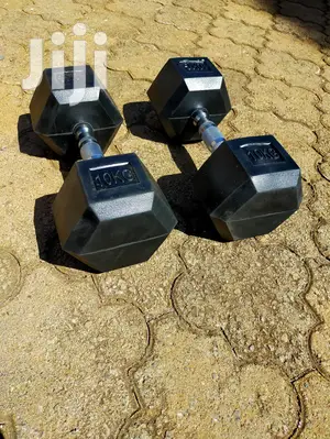 10kg Hexagon Gym Dumbbells Set Rubber Coated