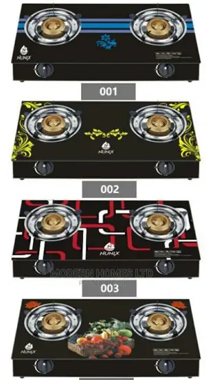 Nunix Glass Table Top Double Burner Gas Stove