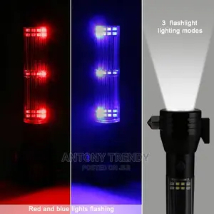 USB Rechargeable Solar Powered Flashlight With Glass Breaker