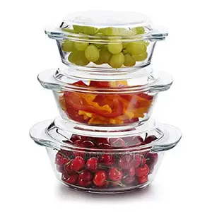 Generic 3pcs Glass Casserole Bowl Lid Set - Serving Dish