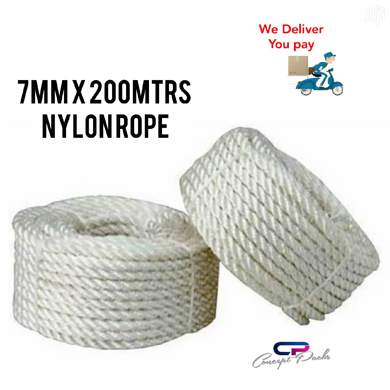 1 Roll -7mm X 200 Meters Nylon Ply Rope