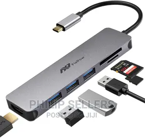 USB C Hub Multiport Adapter - 5 in 1 Portable Space Aluminum