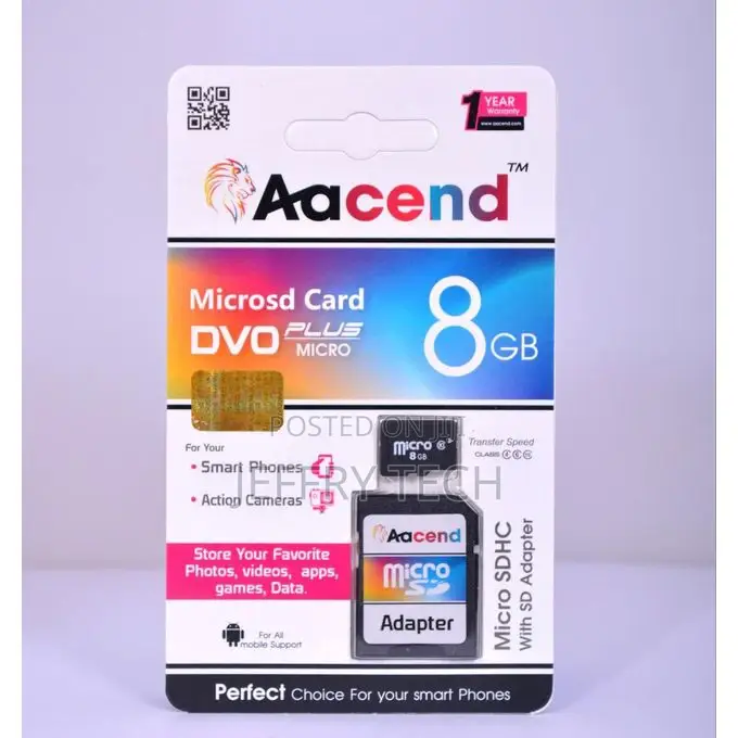 Aacend 8GB Microsdhc Memory Card With Adapter