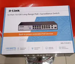 D-Link 16-Port 10/100 Long Range Poe Switch Des-F1016p-E