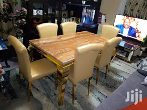 6 Seater Executive Marble Dining Table Set