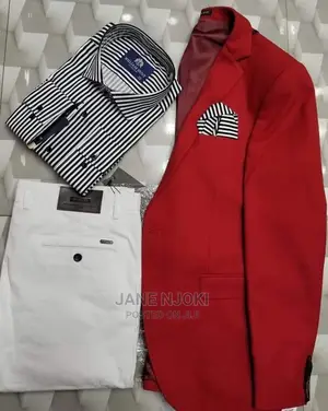 Red One Button Blazer