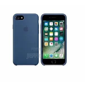 iPhone 7 Plus Silicone Leather Back Cover Case - Blue