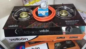 Smart Complete Glass Velton Double Burner+2 Pipe+ Regulator.