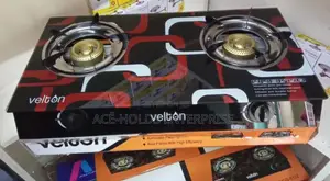 Black Red Glass Top Velton Double Burner Cooker