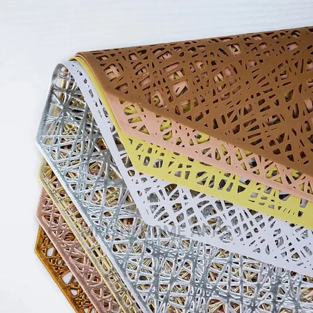 6pcs Octagonal Hollow PVC Placemats