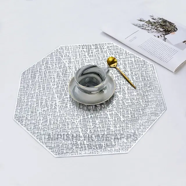 6pcs Octagonal Hollow PVC Placemats