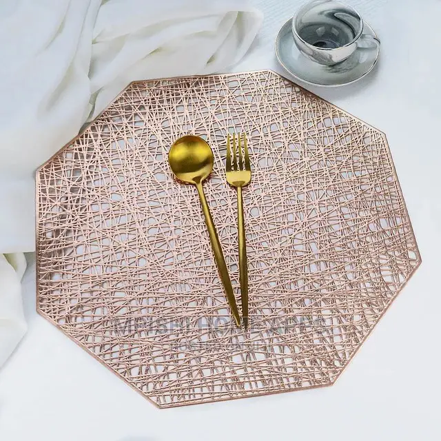 6pcs Octagonal Hollow PVC Placemats