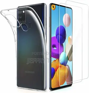 Samsung Galaxy A21s Case Clear Slim Gel Cover Glass Screen