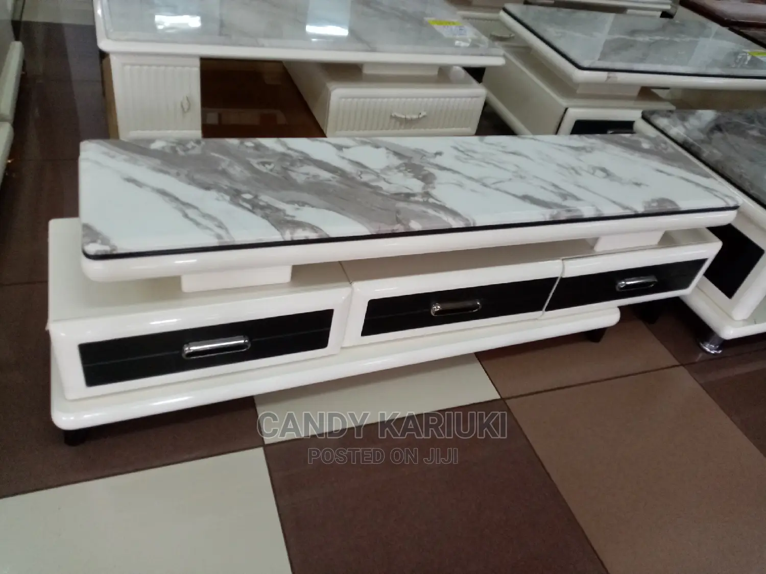 Extendable Marble Top TV Stand