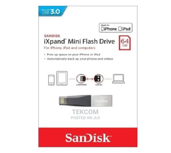 Sandisk 64GB Ixpand Mini USB 3.0 Lightning Flash Drive