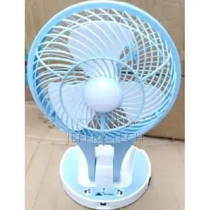 Rechargeable Portable Mini Table Fan With Led Light - Blue