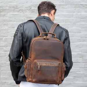 Top Grain Leather Laptop Backpack 8873