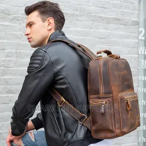 Top Grain Leather Laptop Backpack 8873