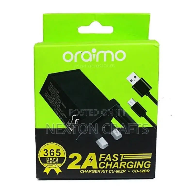 Oraimo 2A Fast Charging Wall Charger With Micro USB Cable