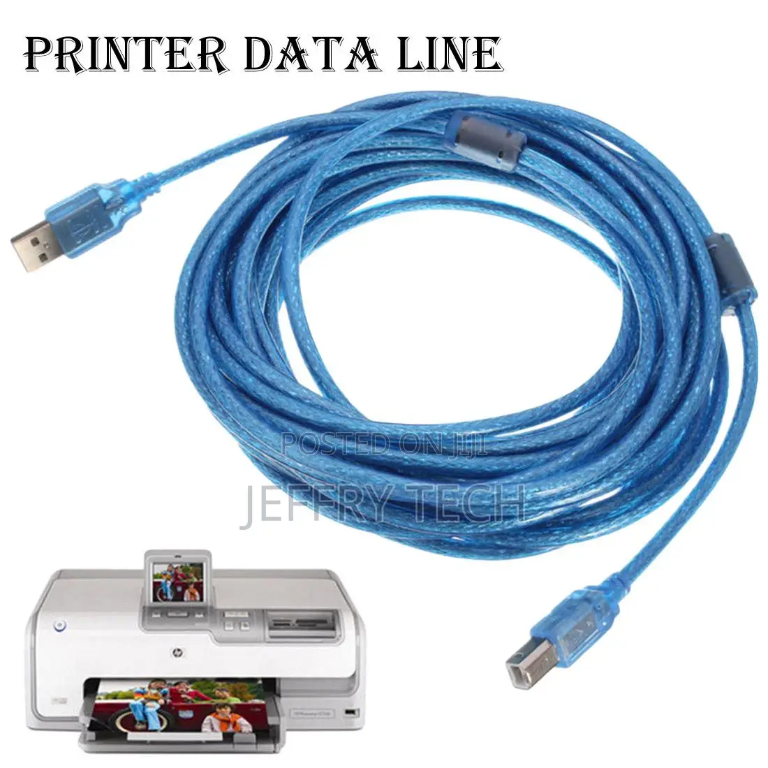 High Speed Transparent Blue 30cm USB 2.0 Printer Cable Type