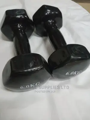 A Pair of Black Rubber Dumbbells 6kg