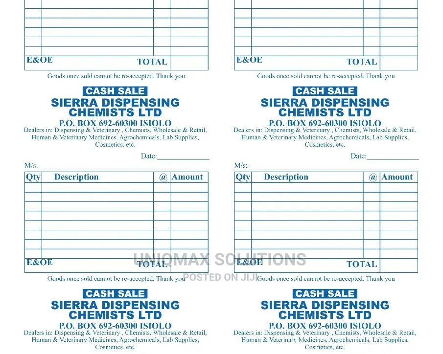 Customized Carbonated Receipt Books