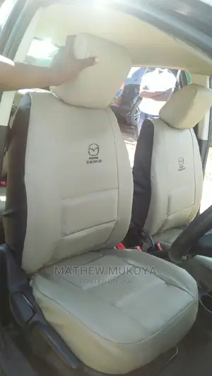 Beige and Black Car Seat Covers