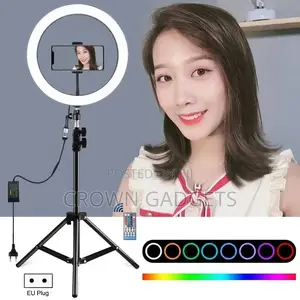 12-Inch RGB Ring Light Selfie Light Ring With Tabletop Tripo