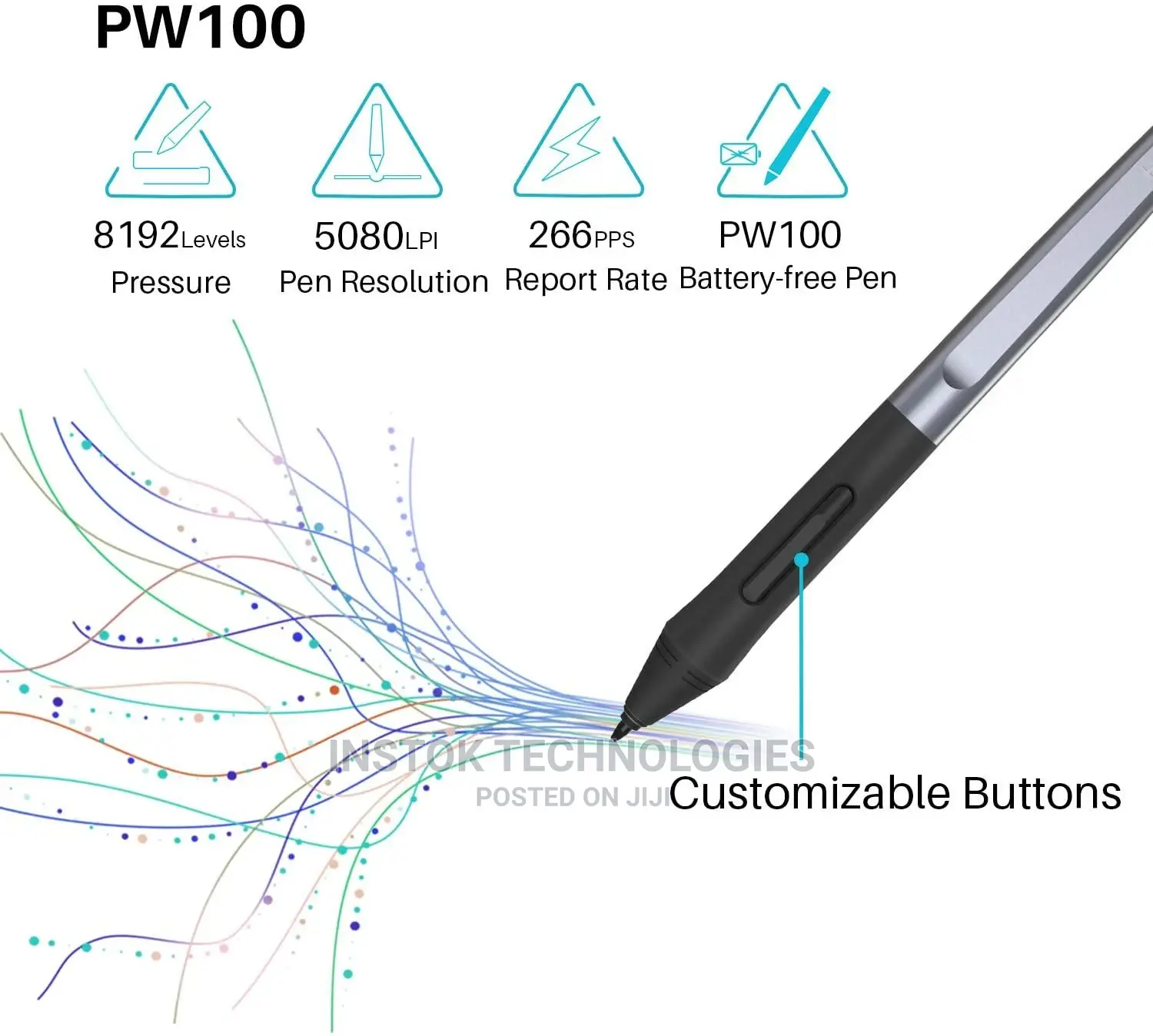 HUION HS64 Graphics Drawing Tablet With Battery-Free Stylus