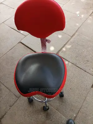 Red/Black Stool With Back Rest