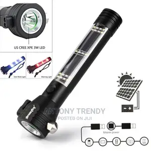 Tactical Black 9-in-1 Multi-function Solar Powered Flashligh