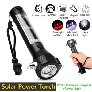 Solar Powered Tactical Flashlight Car Flashlight Rechargeabl