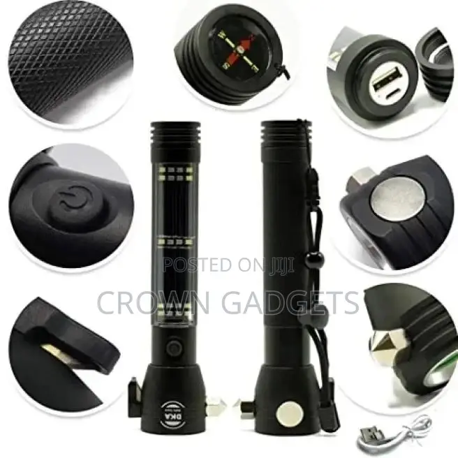 Solar Powered Tactical Car Flashlight Rechargeable