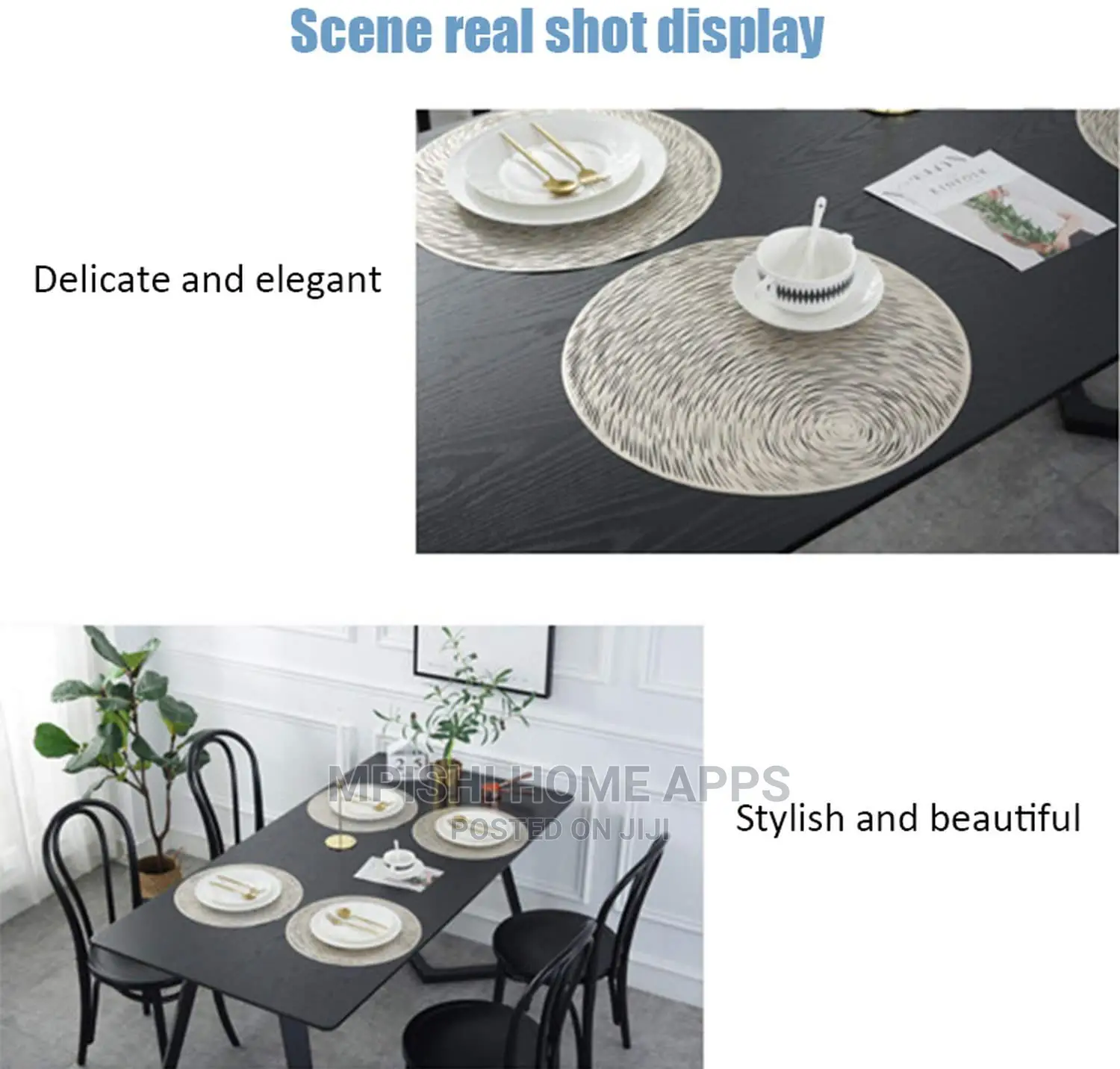 6pcs Gold Silver Round Table Placemats