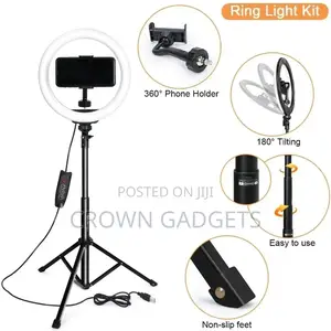 10 Inch LED Ring Light With Tripod Stand 3200k-5500k Dimmabl